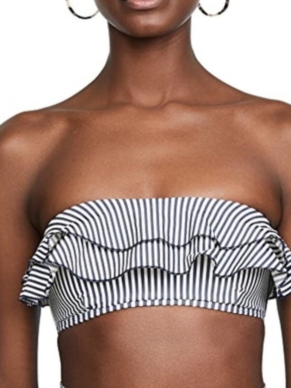 SUBOO Ziggy Frill Striped Bandeau Bikini Top